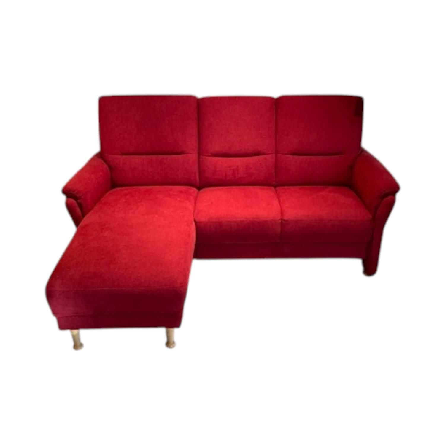 Gruber - Ecksofa Granada Stoff Titanum 7 Bordeaux Füße Massivholz Geölt - 1
