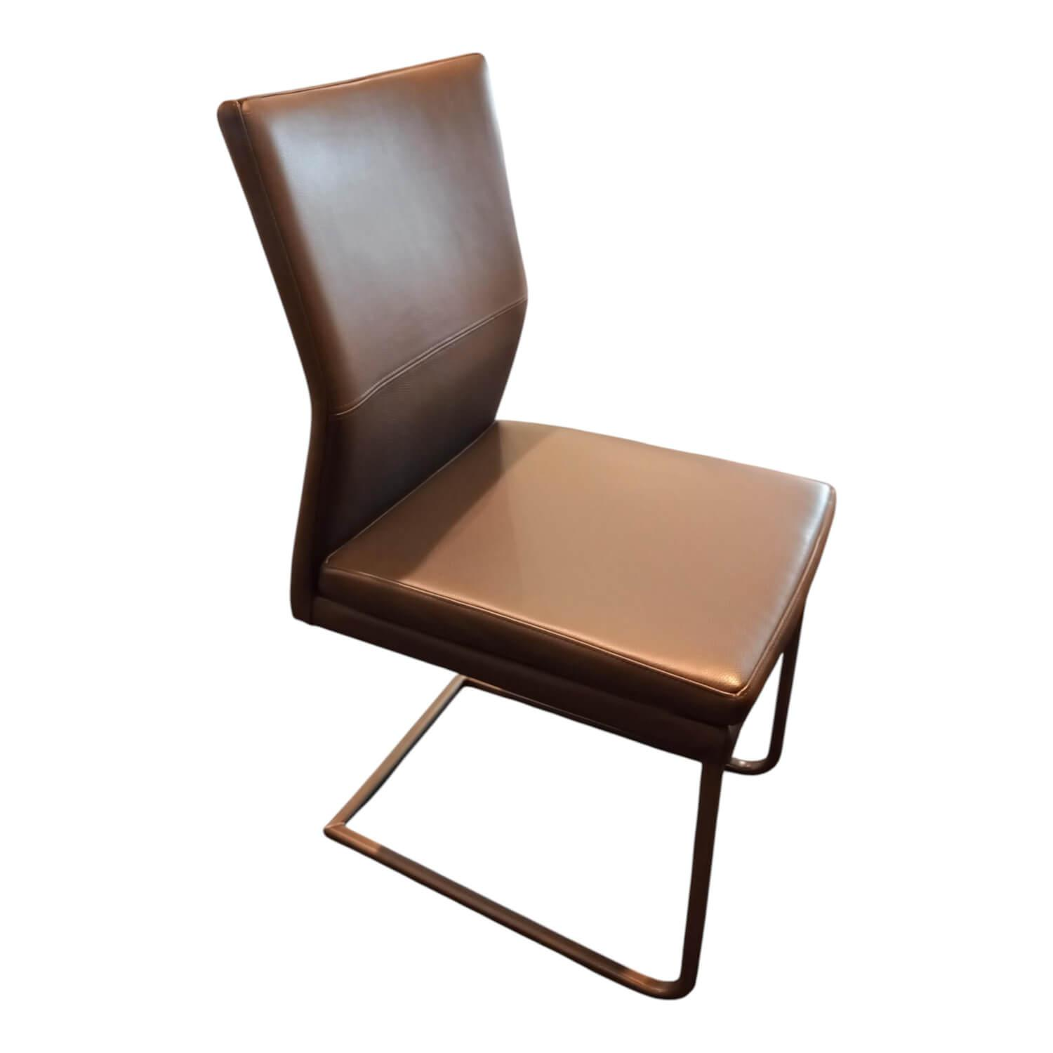 Carega Design - Freischwinger Katy 3 Leder Toledo Braun Gestell Edelstahl Gebürstet - 1
