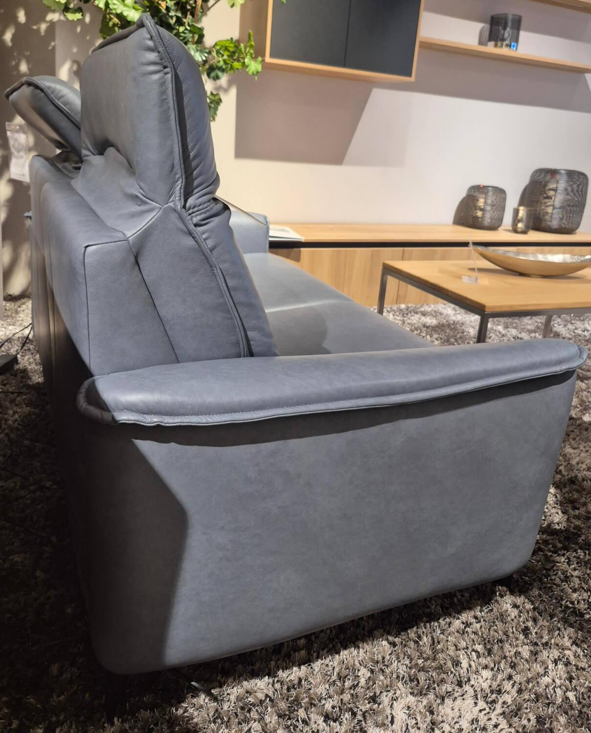 PM Oelsa - Sofa Bolivien 4461 Leder Longlife Touch Steel Grau Füße Chrom Schwarz Matt Mit Motorischer Kopfteilverstellung - 2
