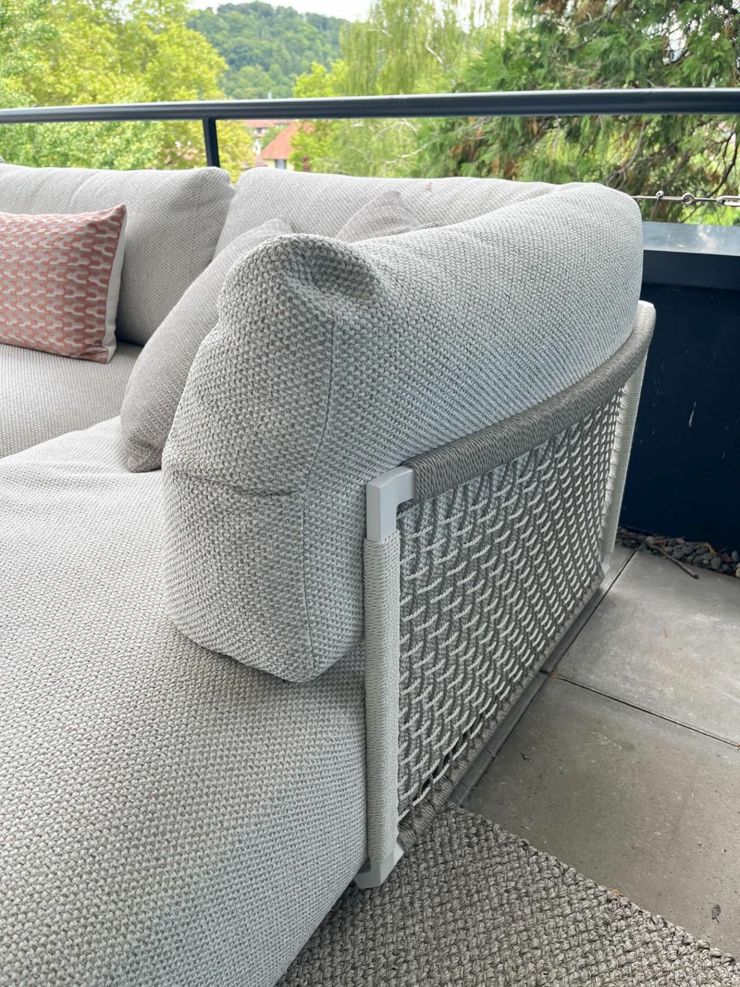 Tribù - Sofagruppe Nodi Stoff Morning Dew Grau Geflecht Canax Offwhite 00 Linen 10 Grau Gestell Aluminium Pulverbeschichtet Weiß - 4