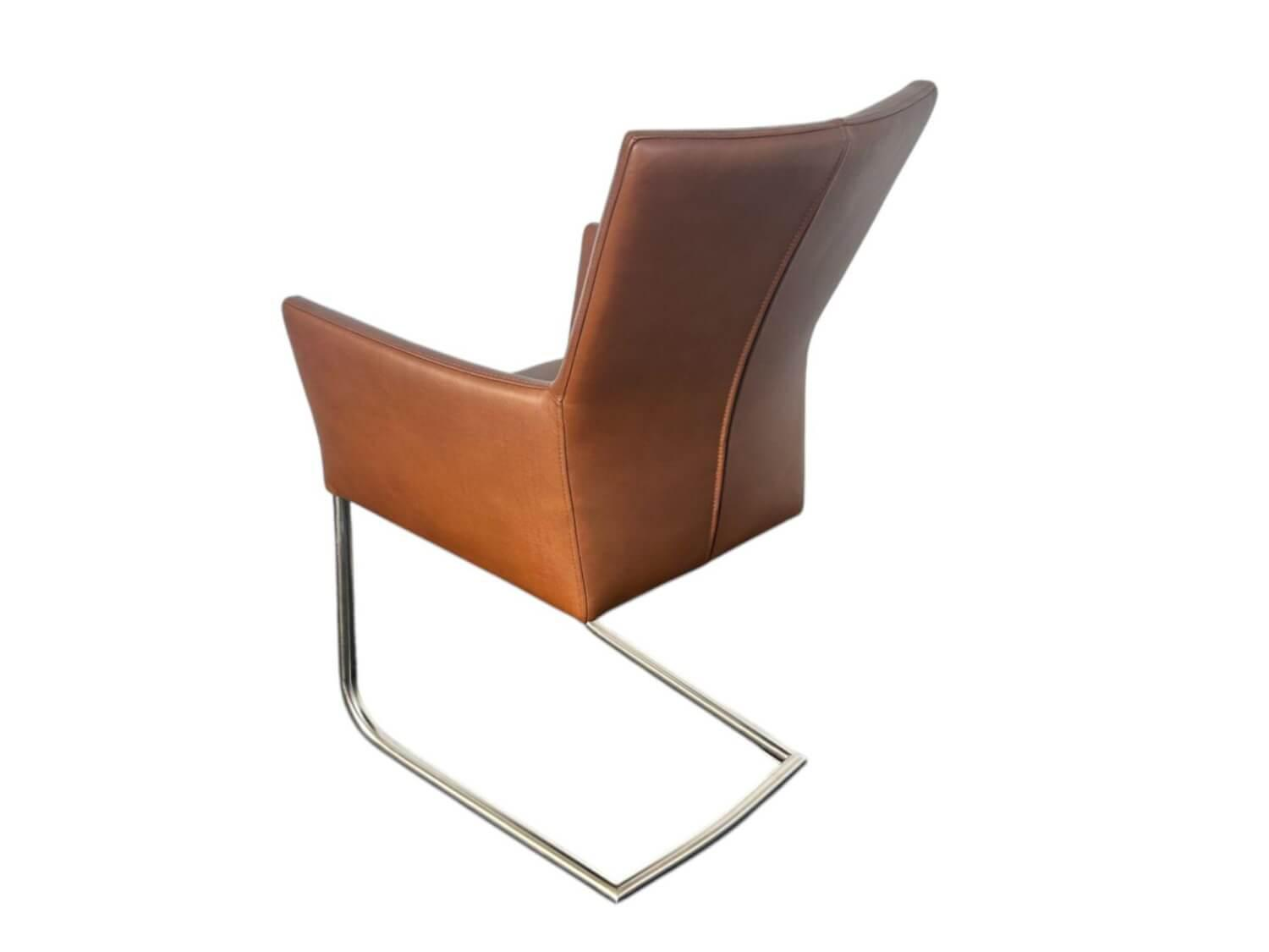Lavida - 8er Set Stuhl Sedi 20 Freischwinger Echtleder Dakar Turf Hell Braun Gestell Edelstahl Matt Mit Kunststoffgleitern - 7