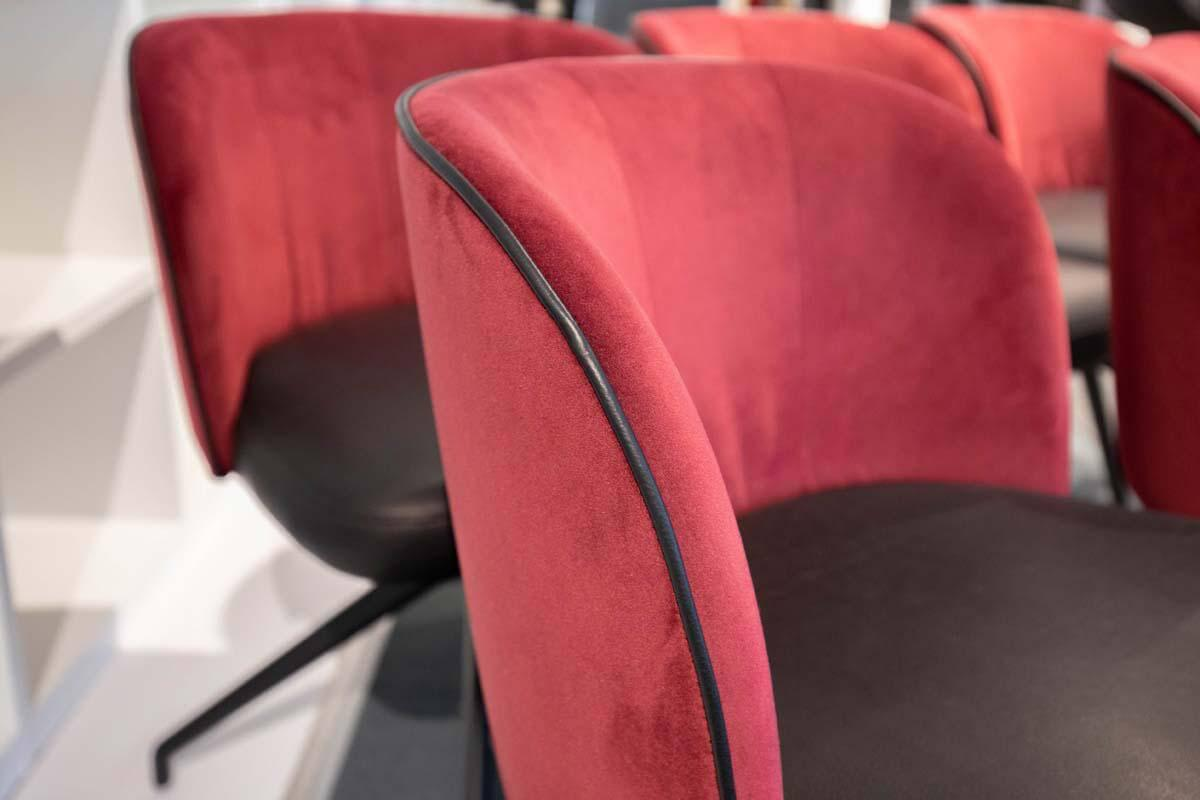 KFF - 6-er Stuhlgruppe Gaia Line Leder Loft Vulcano 270 Rücken Stoff Seven Winered 39 Weinrot Gestell Schwarz - 3
