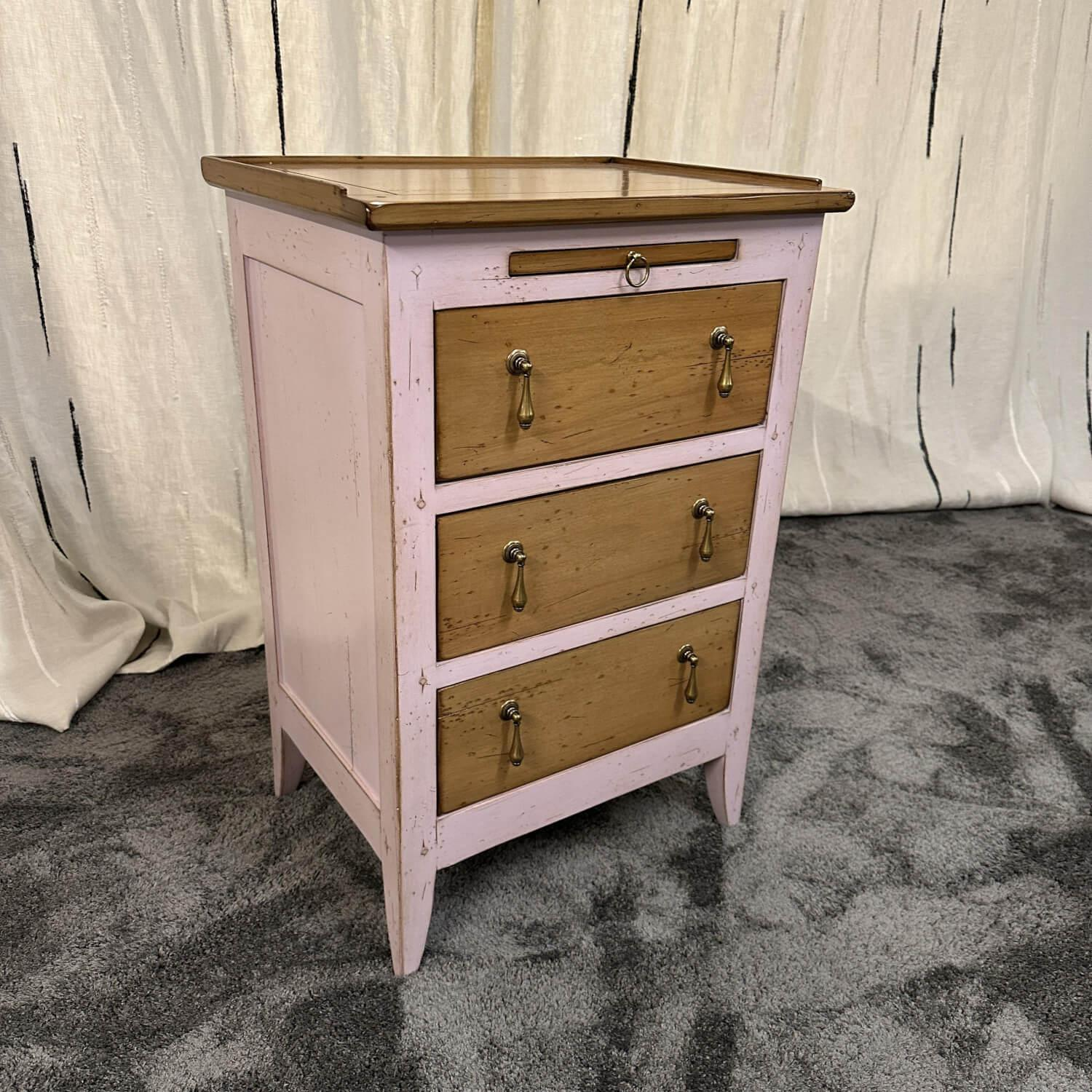 Ehalt - Kommode Petite Commode 3 Tiroirs GRE031 Holz Kirschbaum Rosa Und Kirschbaumfarben Mit Kleinem Auszugstisch - 3