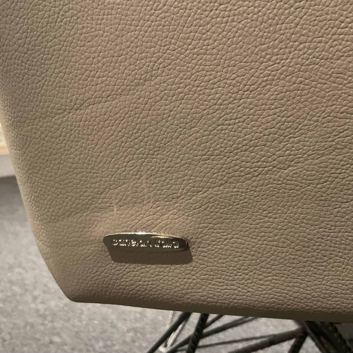 Cattelan Italia - 2er Set Armlehnstuhl Flaminia Softleder 951 Castoro Beige Gestell Stahl Graphit  - 5