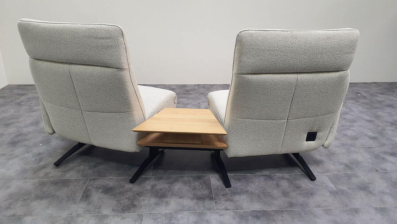 himolla - Sofa 4362 Stoff Crumble Opal Beige Füße Metallkufe Anthrazit Mit Elektr. Fuß- und Rückenverstellung, - 2