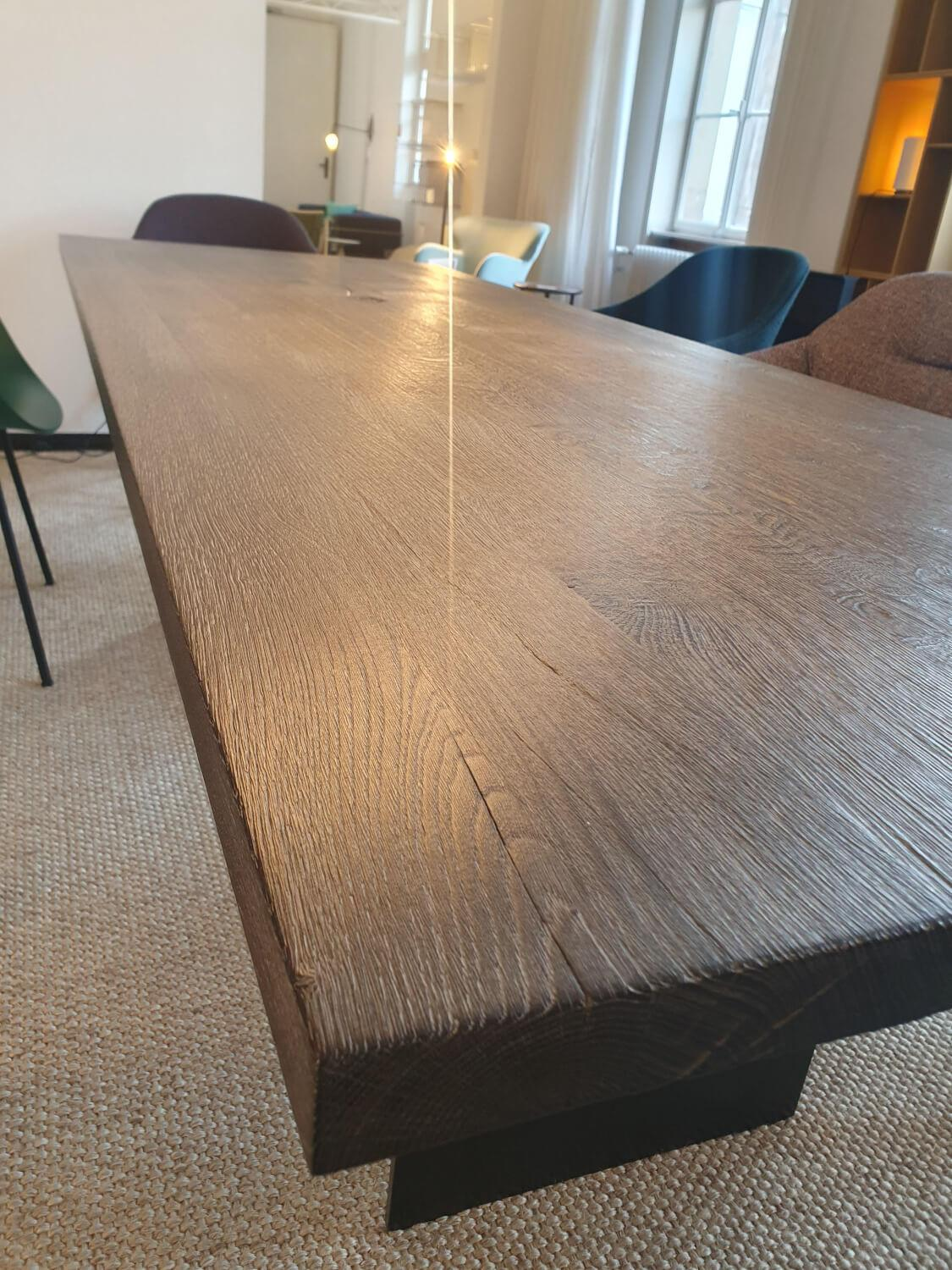 Janua - Esstisch SC41 Platte Eiche Geköhlt Und Gekalkt Gestell Rohstahl Natur Lackiert - 5