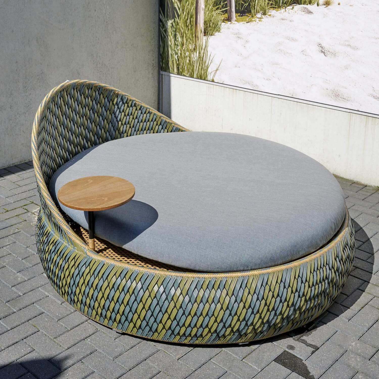 DEDON - Sofainsel / Daybed Dala Bezug Stoff Twist Dark Turquoise Geflecht Dedon-Faser Ubud - 9