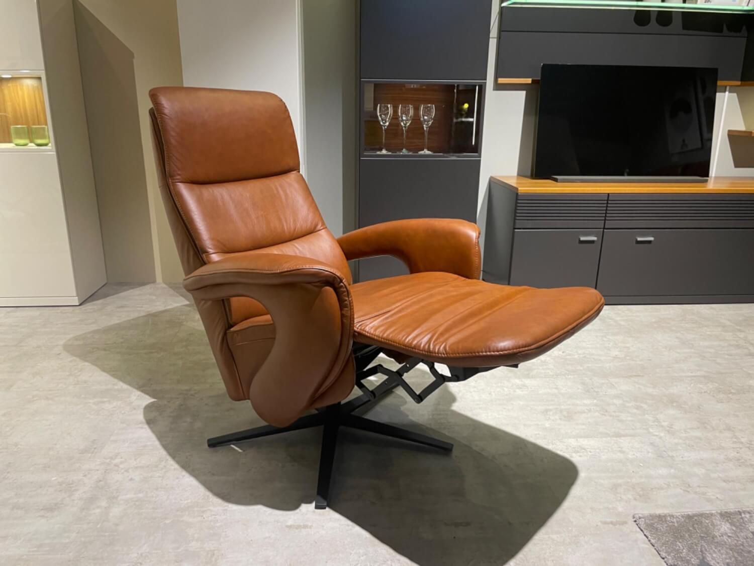 Hukla - Relaxsessel Mondo Casio R Leder Texas Cognac Braun Sternfuß Pulverbeschichtet Schwarz - 9