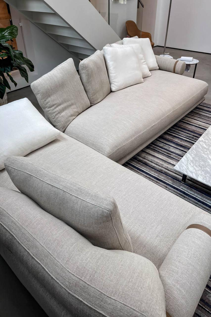 B&B Italia - Ecksofa Noonu Stoff Naturfarbend Gestell Schwarz Verchromt Matt - 5