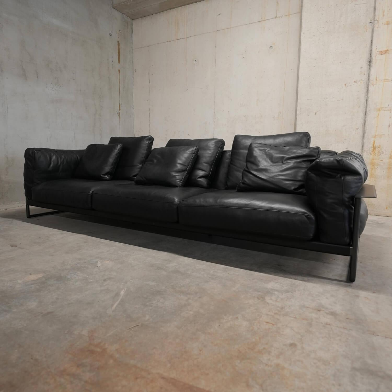 Flexform - Sofa Zeno Light Bezug Leder Pelle Deluxe Schwarz Füße Metall Brüniert - 6