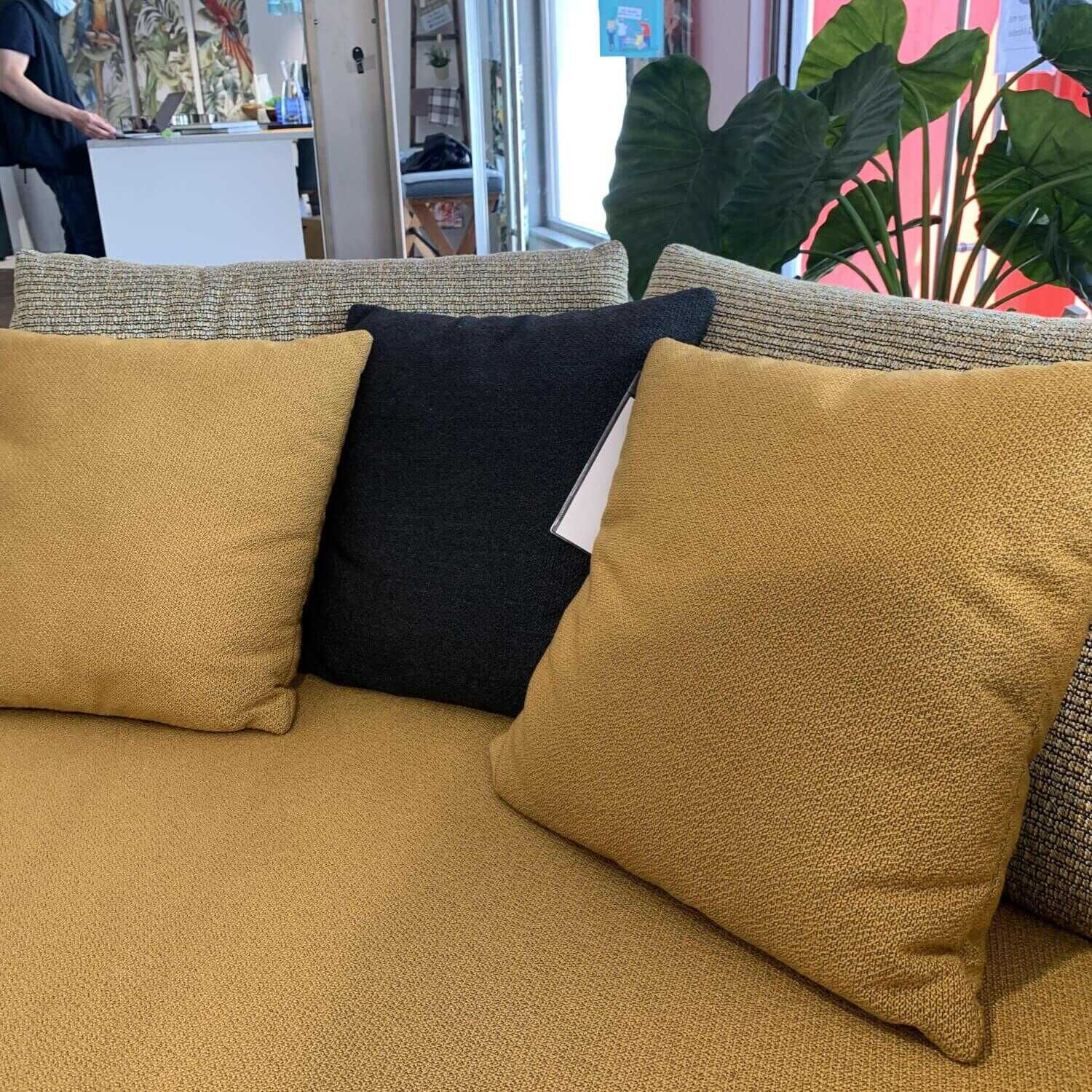 Sofa Upgrade Stoff 20-Q2 Gelb Grau mit 2 Kissen