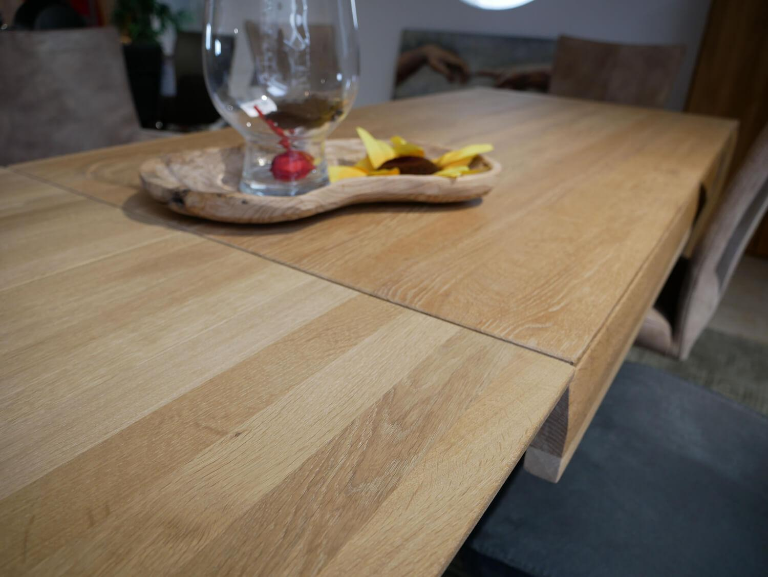 Decker - Esstisch 5100 Eiche Massiv Bianco mit Verlängerungsplatte - 6