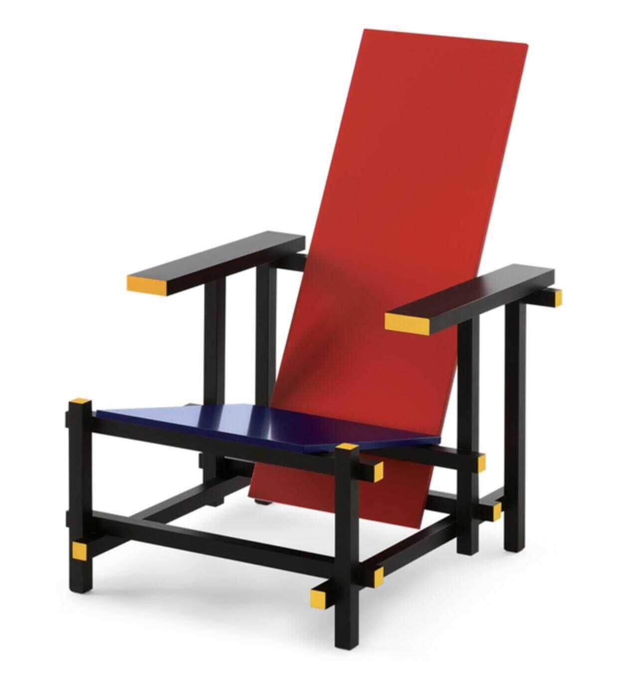 Stuhl Original Gerrit Rietveld Red and Blue Chair Birkenholzsitz Buchenholzgestell