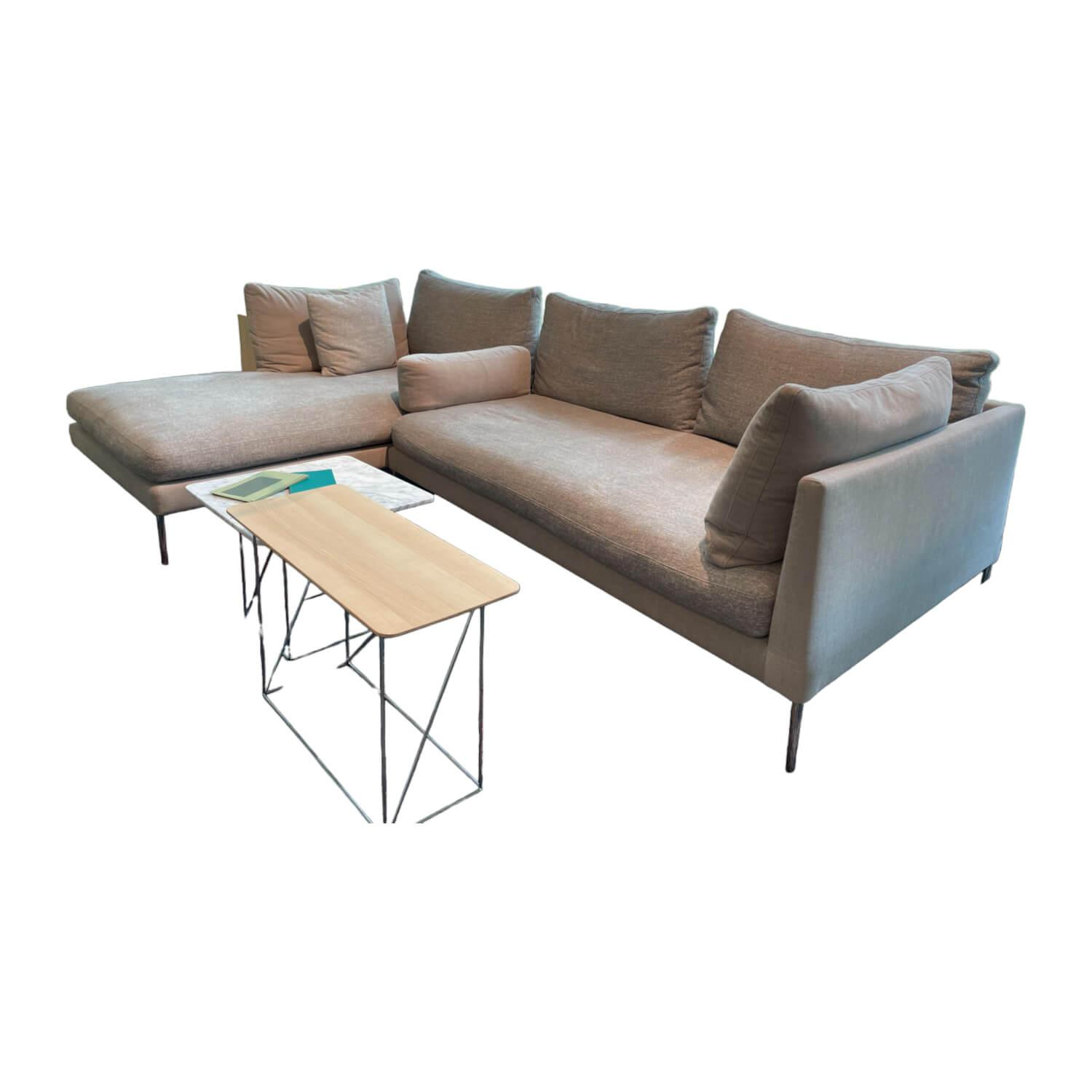 COR - Ecksofa Pilotis Stoff Stoff 8158 Ecru 8151 Taubenblau aus Liegen- und Schrägelement - 1