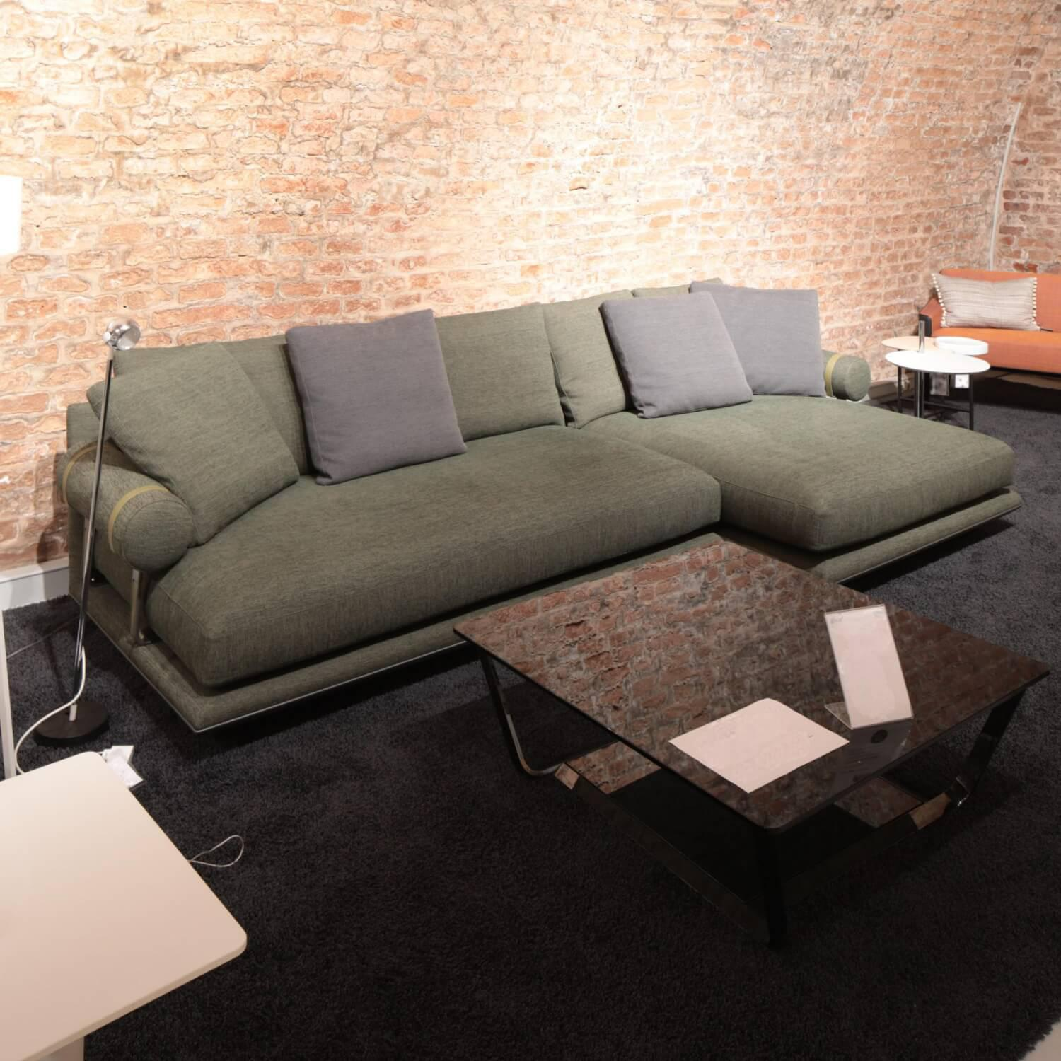 B&B Italia - Ecksofa Noonu Stoff Sara Olivgrün 2625435 Grün Gestell Hartzinn Lackiert Mit Kissen - 2