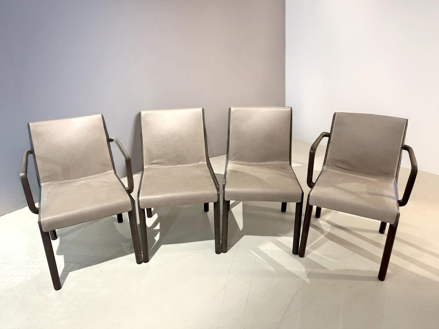 Molteni & C - 4er-Stuhlset Janet Leder Nocciola S1230 Kat. E - 13