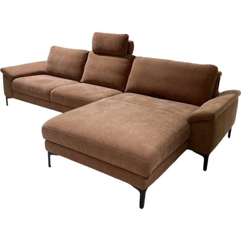 Comfort Republic - Ecksofa Anna A Stoff Braun Metallfuß Schwarz mit Relaxfunktion - 1