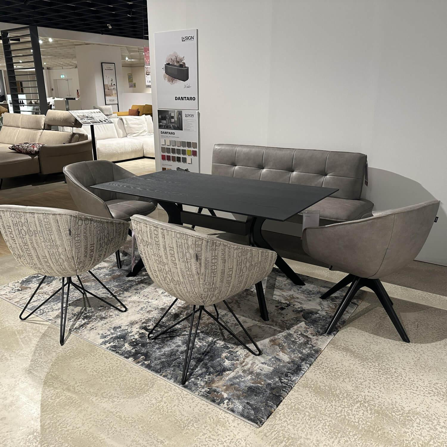 JOOP! - Essgruppe Tisch Buche Platte Anthrazit Gestell Schwarz Bank Und Stühle Leder K-Elegant Grau 27 Gestell Buche Schwarz Und Gestell Anthrazit - 8