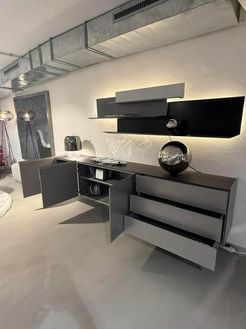 Interlübke - Sideboard Jorel Wandhängend Silbergrau Metallic Abdeckplatte Achat - 7