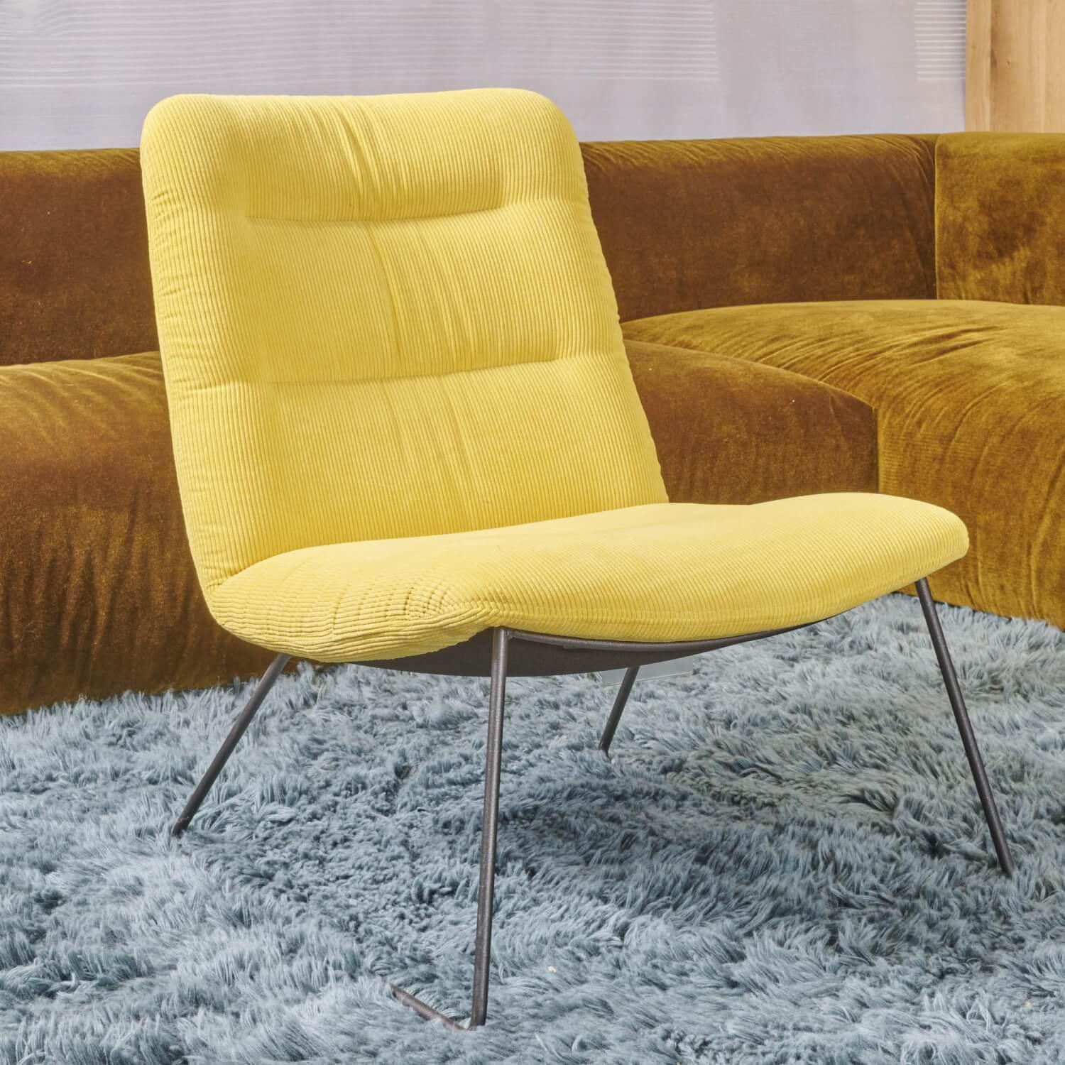 KFF - Sessel Arva Light Lounge Ohne Armlehnen Bezug Stoff Lisboa Farbe 20 Gelb Cord Samt Gestell M23 Struktur Anthrazit - 7