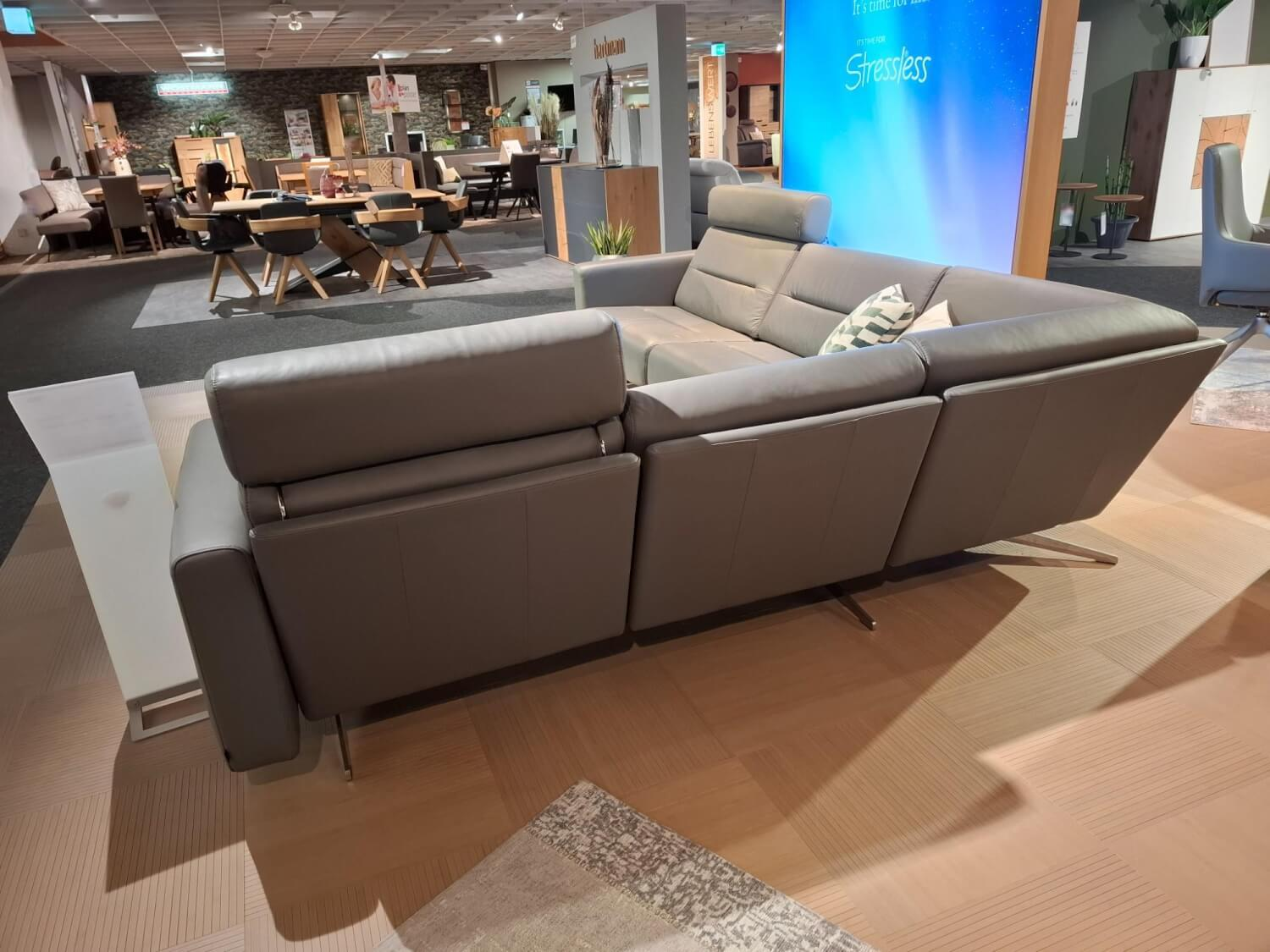 Stressless - Ecksofa Stella Leder Paloma Metal Grey Grau Gestell 40 Chrome Mit Kopfstützen - 5