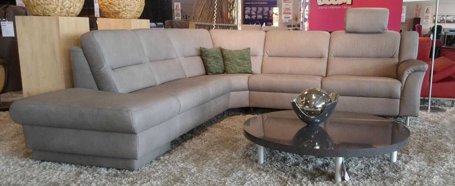 himolla - Ecksofa Himolla 1104 Leder Longlife Grau 24 Stahl mit motorischer Relaxfunktion - 4