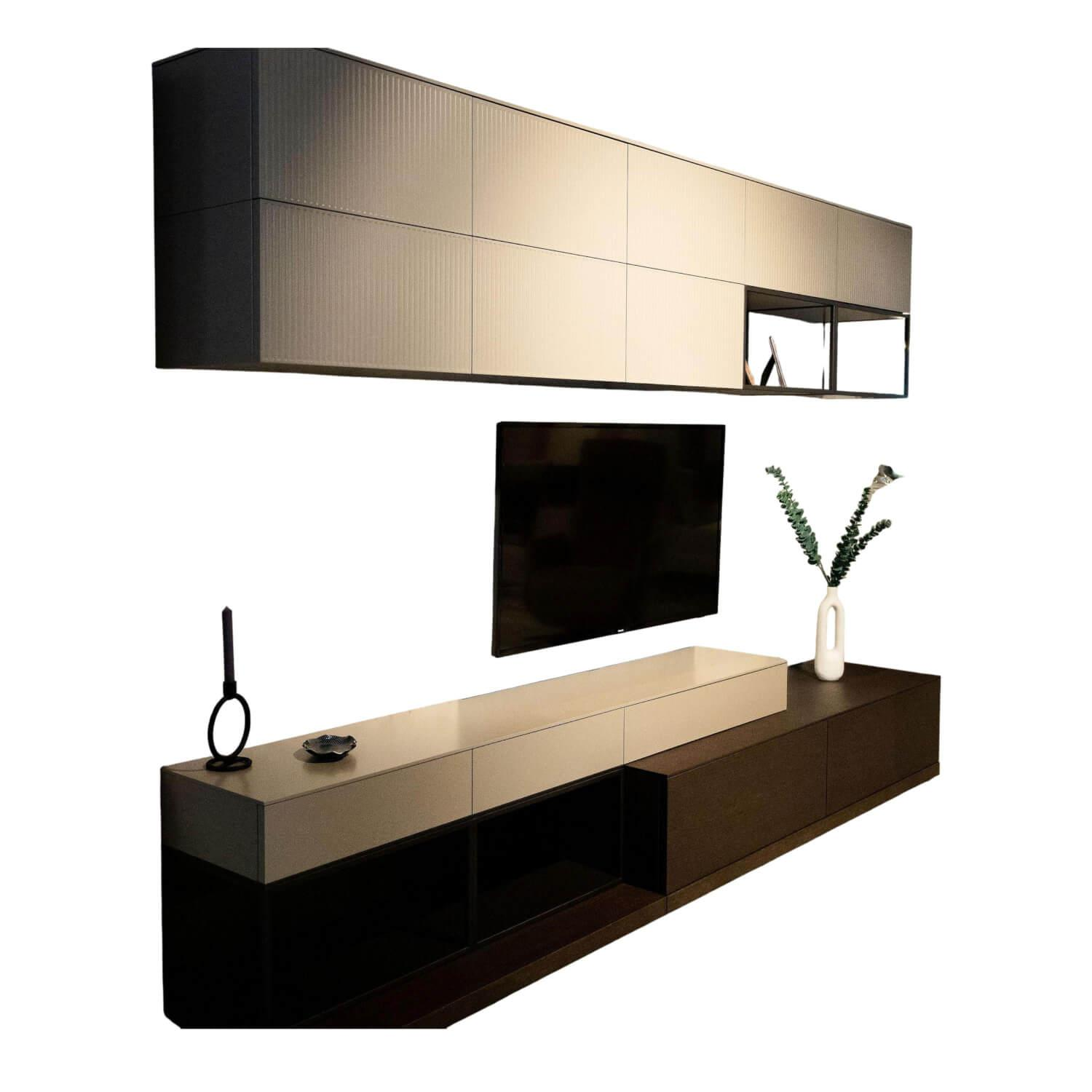 Novamobili - Wohnwand Living system N01 Rovere Terra 331 Matt Visione 306 Oxidized Bronze - 1