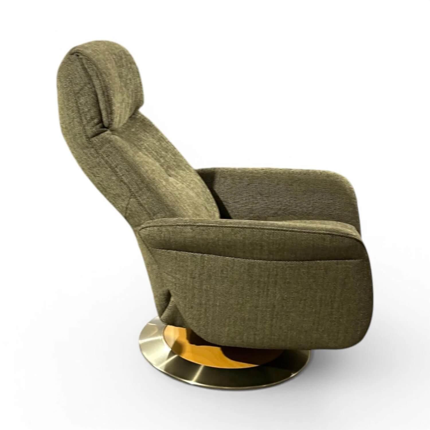 himolla - Sessel 8956 Leo Easy-Swing M Stoff Grün Tellerfuß Holzoptik mit Edelstahlring - 4