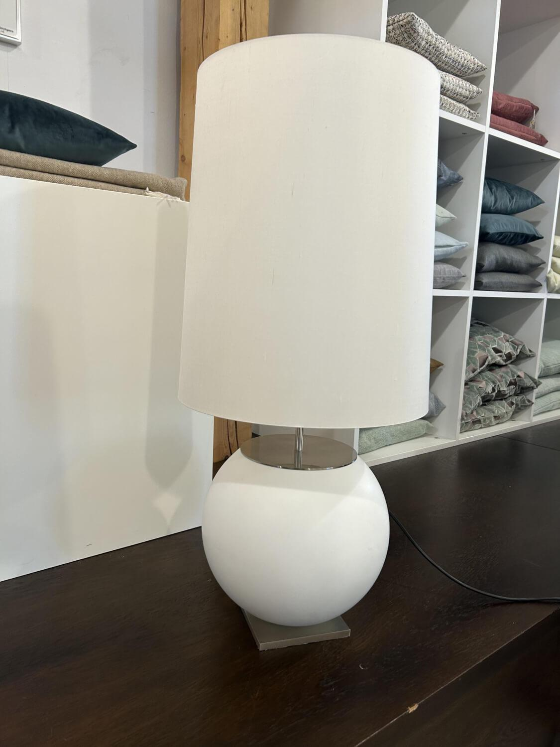 Christine Kröncke - Table Lamp Mila Base Porcelain And Stainless Steel White Light Shade Silk White - 5