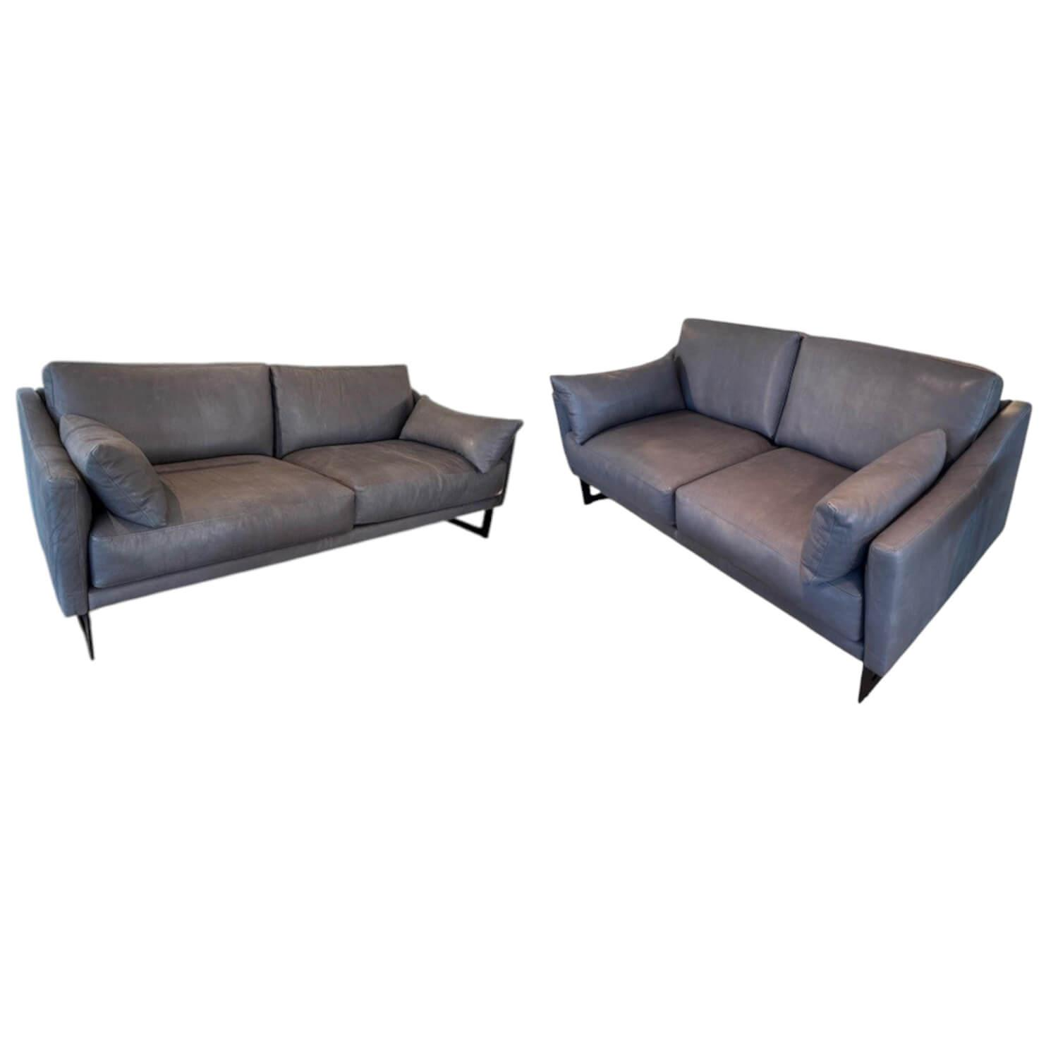 Violetta - Garnitur Malin Leder Leder schiefer Toskana 2 Sofas - 1