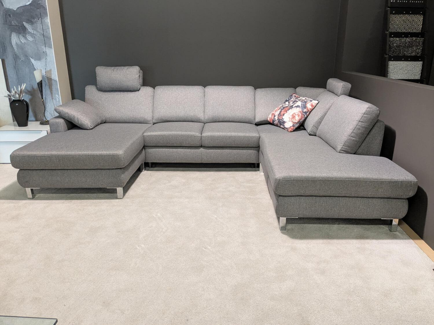 Musterring - Wohnlandschaft MR 365 Stoff Twice Grau mit 2 Kopfstützen - 8