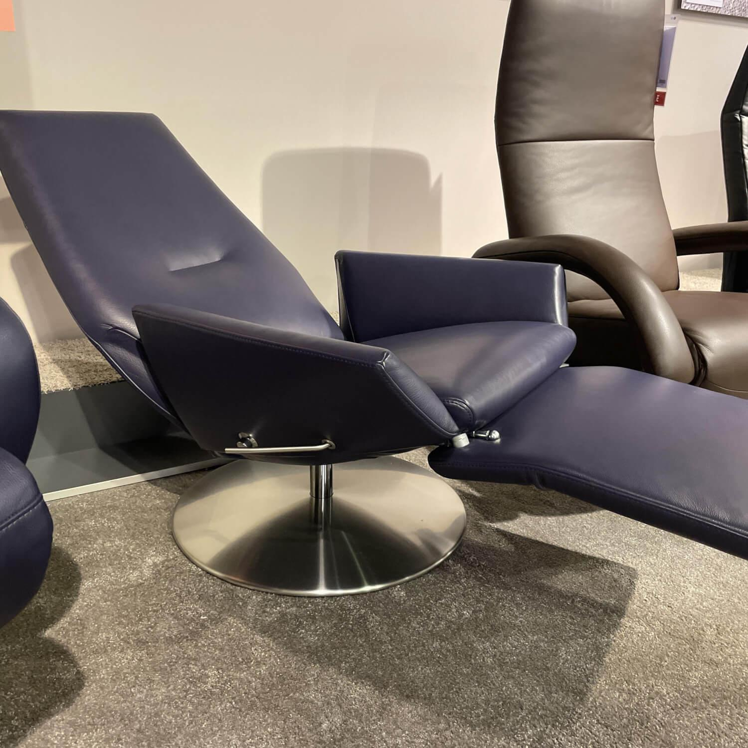 WK Wohnen - Relaxsessel WK 680 Tipo Leder 10 Polo 1057 Gestell Disc 60 Chrom - 7