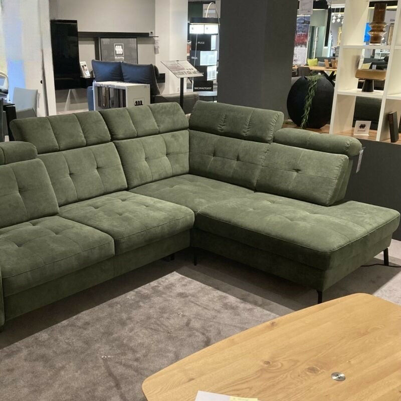 Musterring - Ecksofa MR 4615 Stoff Matrix Oliv Grün Füße Metall Schwarz Matt Mit Teilmotorischer Rückentiefenverstellung - 4