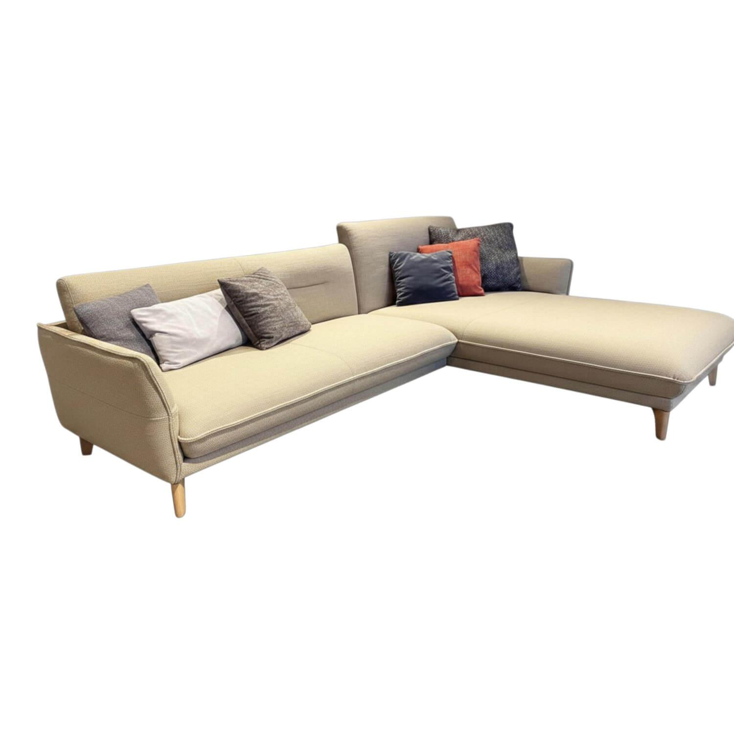 Hülsta - Ecksofa hs.430 Stoff 024-22 Grau Beige ohne Dekokissen - 1