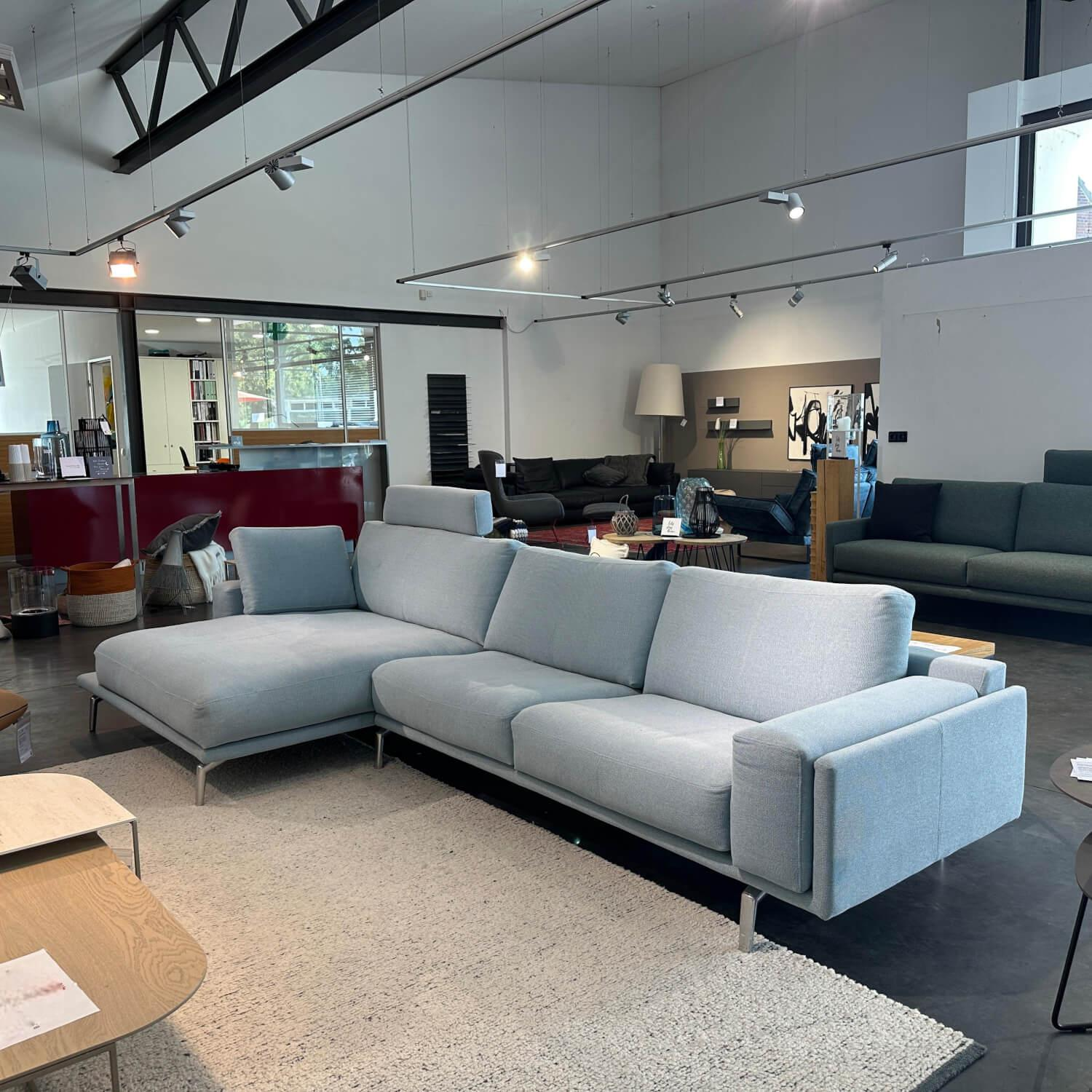 Leolux - Ecksofa Bellice Stoff 20545 Prairie 45 Blau Grau Füße Fino Aluminium Poliert Inklusive Kissen - 3