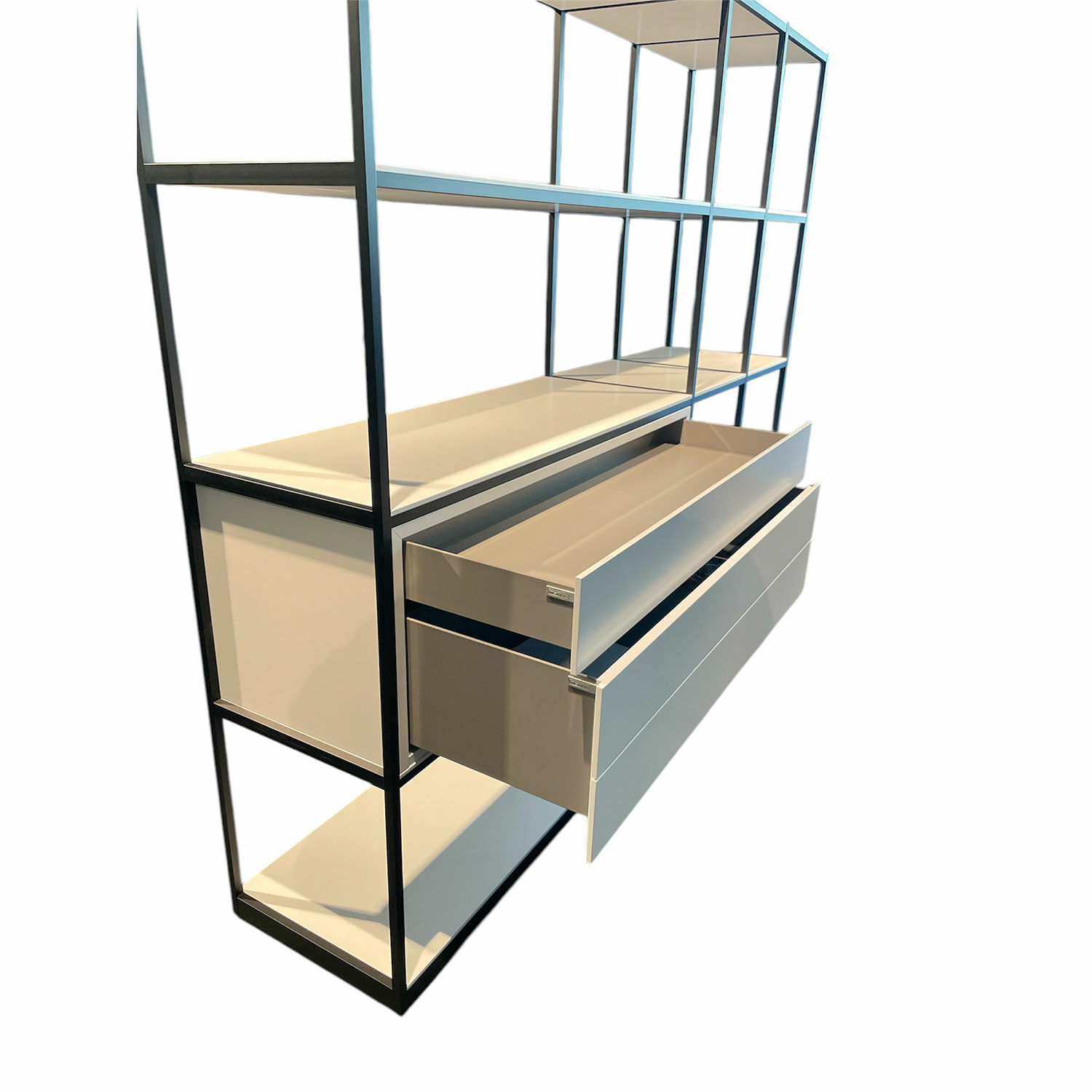 Interlübke - Raumteiler-Regal Tado Korpus MDF Lack M14 Platin Grau Profil Aluminium Schwarz Eloxiert - 2