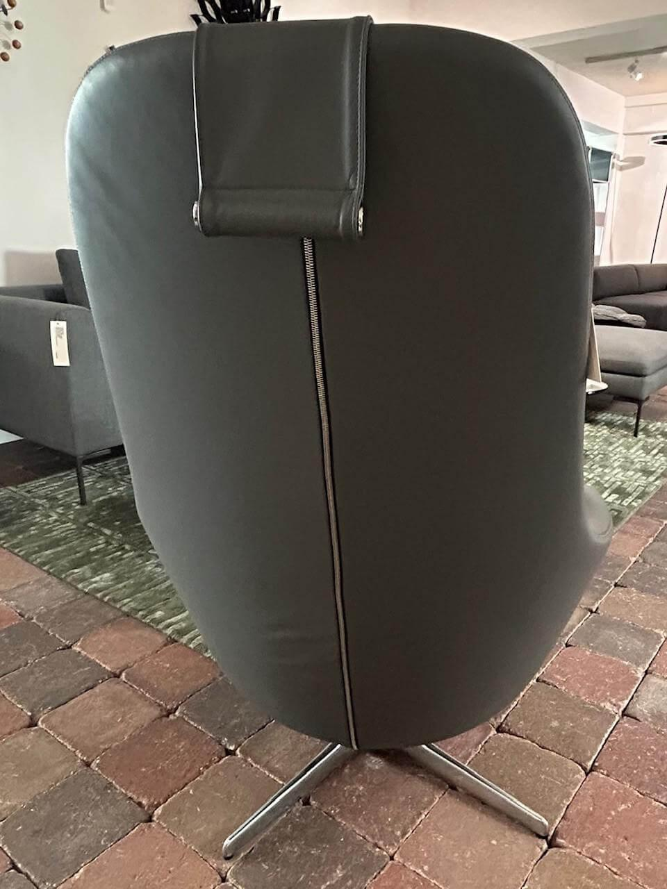 B&B Italia - Relaxsessel Harbor Laidback Leder 02 19Grau mit Hocker inkl. Kopfstütze - 3
