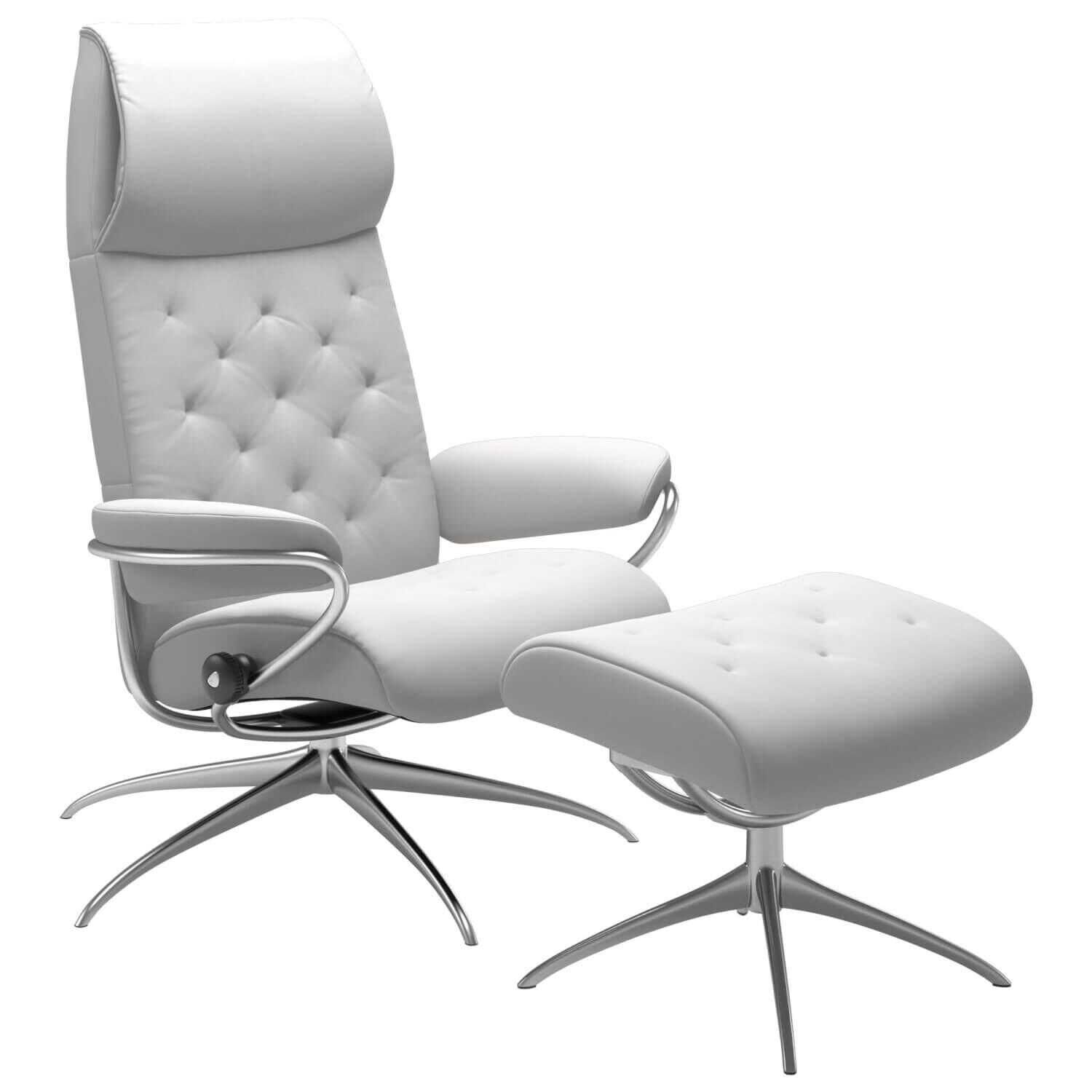 Stressless - Stressless Metro hohe Rückenlehne High Base Star Base Leder Batick Snow mit Hocker - 1
