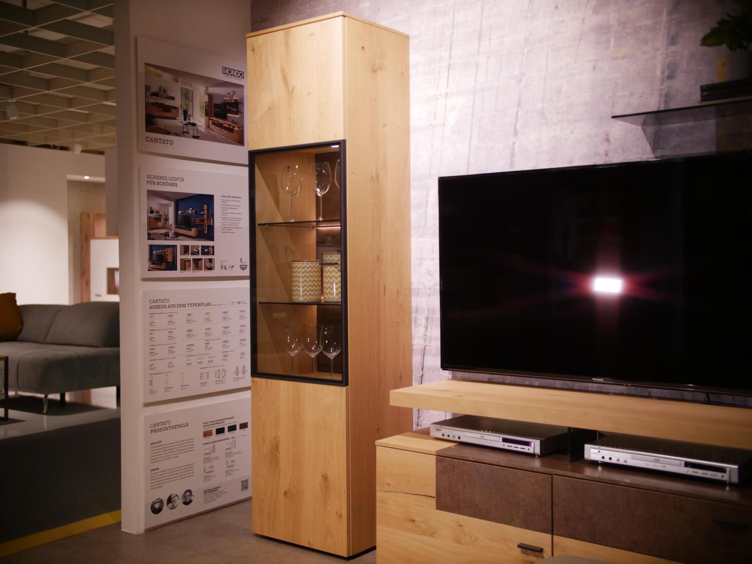 Gwinner - Wohnwand Mondo Cantato CN7 Balkeneiche Natur 2205 Akzent Rostoptik Mit Beleuchtung - 2