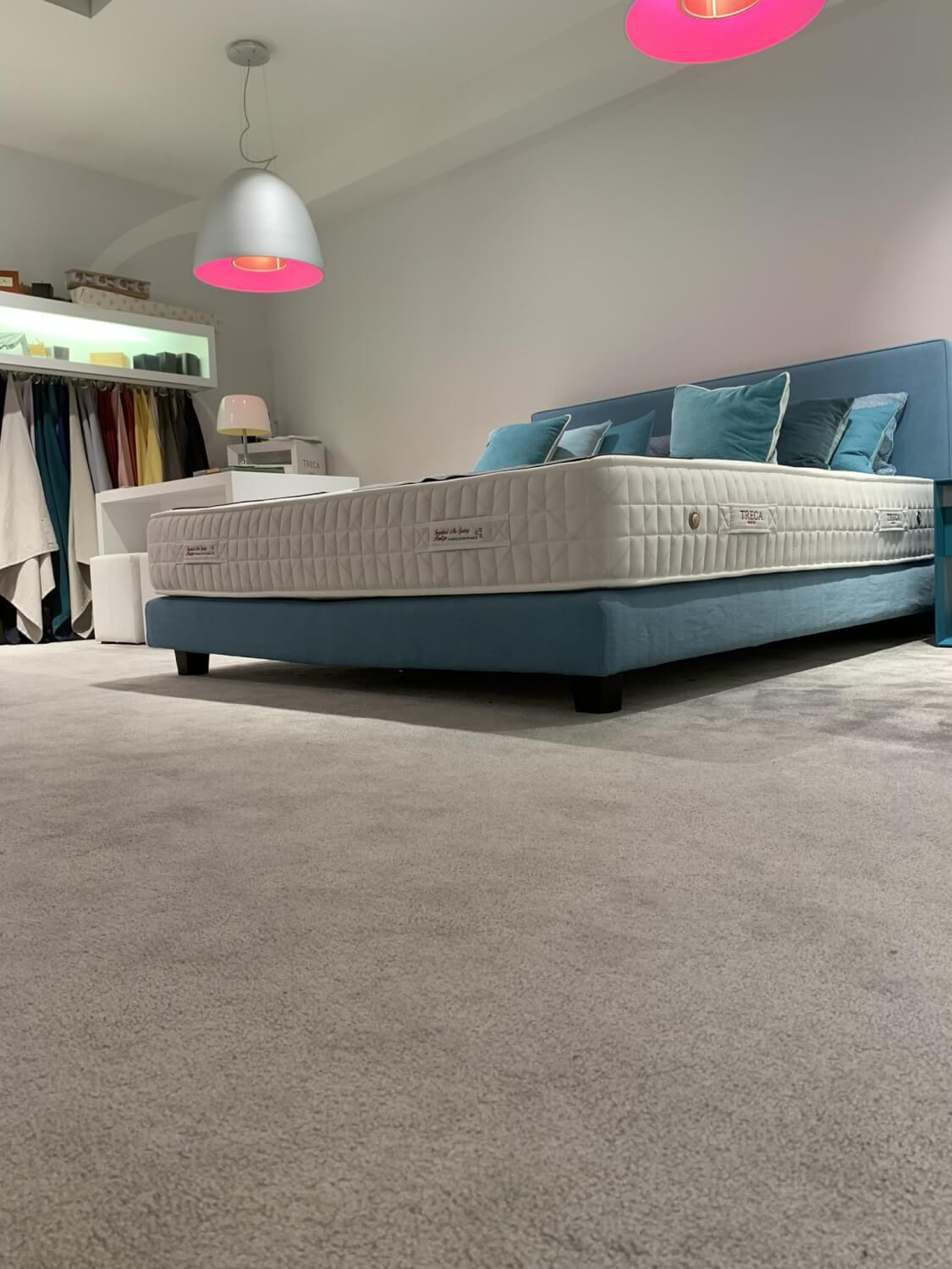 Treca Interiors - Boxspringbett Cube Stoff Hot Madison Blau mit 2 Matratzen Imperial Airspring Prestige Medium Fest - 6