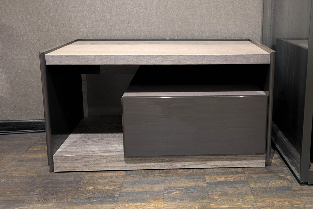 Molteni & C - Nachtkommode 5050 Lack Hochglänzend Mokkafarben Braun Eiche Graphit Grau - 3