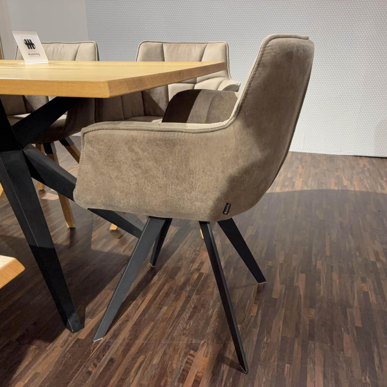 Musterring - Essgruppe MR Tamina Massivholz Geölt Gestell Eisen Schwarz Stoff Aberdeen Stone Grau Inklusive Sitzkissen - 9