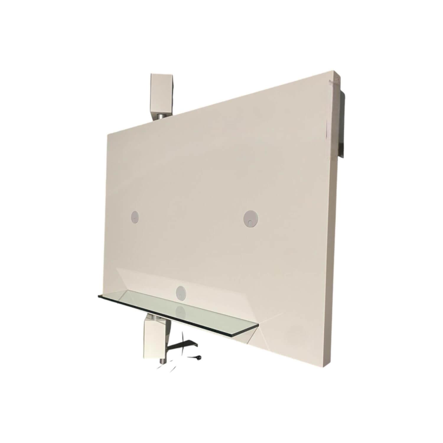 Bacher - TV Regal Hifi Two Vision Holzteile Lack Matt Reinweiß Weiß Glasblende Optiwhite Weiß Lackiert Metallteile Chrom Matt - 1