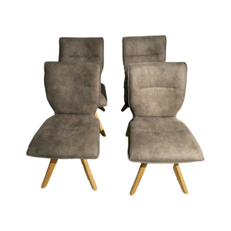 Niehoff - 4er Set Stuhl Natura Stoff Microfaser Aberdeen Stone Grau Kreuzfußgestell Eiche - 1
