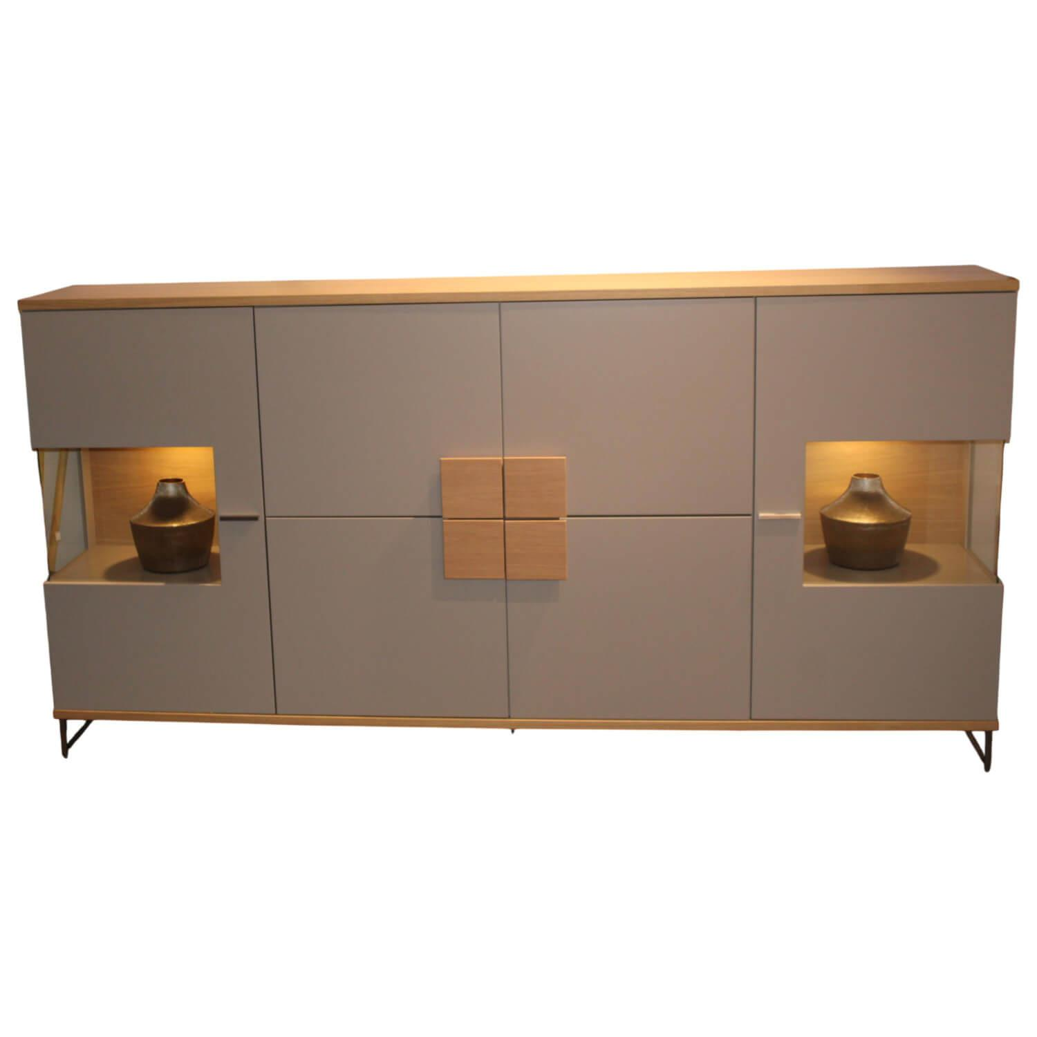 Rietberger Möbelwerke - Sideboard Lodano Lack Cashmere Eiche Sand mit Beleuchtung - 1