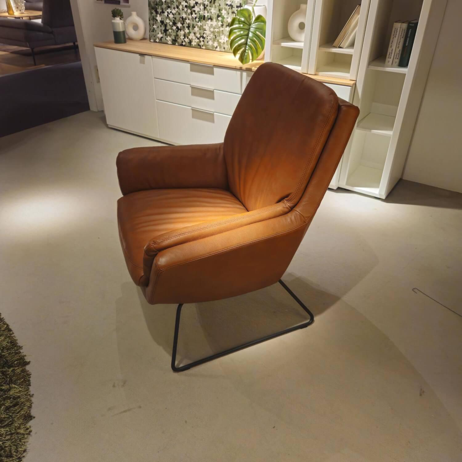 Nolte - Sessel Elba Leder 25 Brandy Braun Füße Schwarz - 5