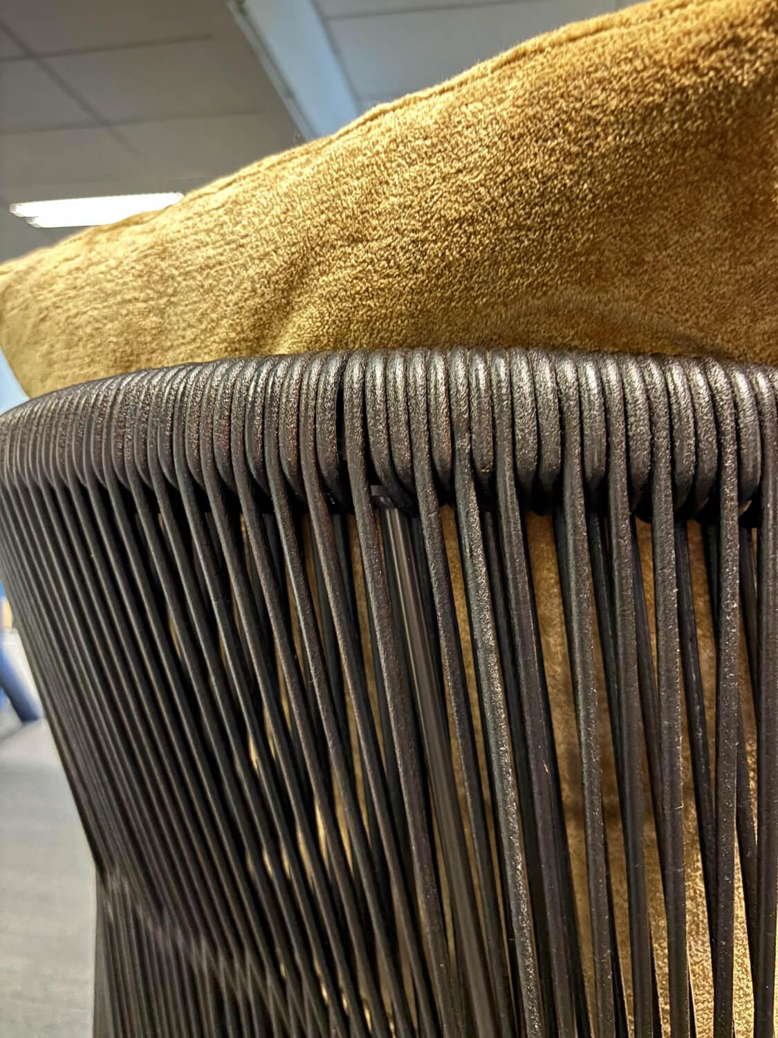 Flexform - Sessel Crono Stoff Endo Gelb Gestell Esche Gebeizt Kordel Leder Braun - 2
