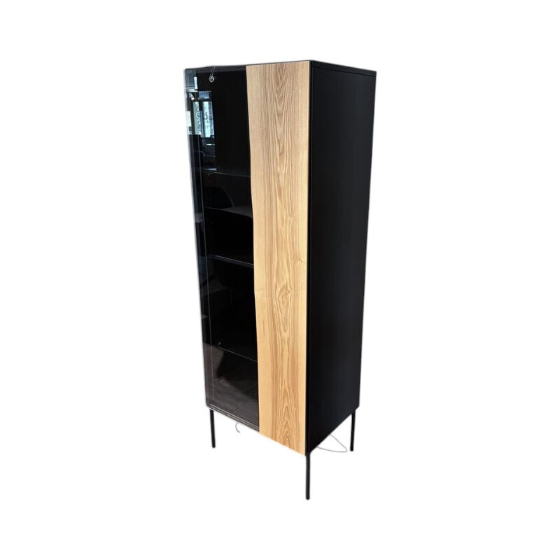 Wimmer - Highboard Wieck Buche Massiv Schwarz Absetzung Kernesche Natur Geschliffen Hartwachsöl Inklusive Beleuchtung - 1