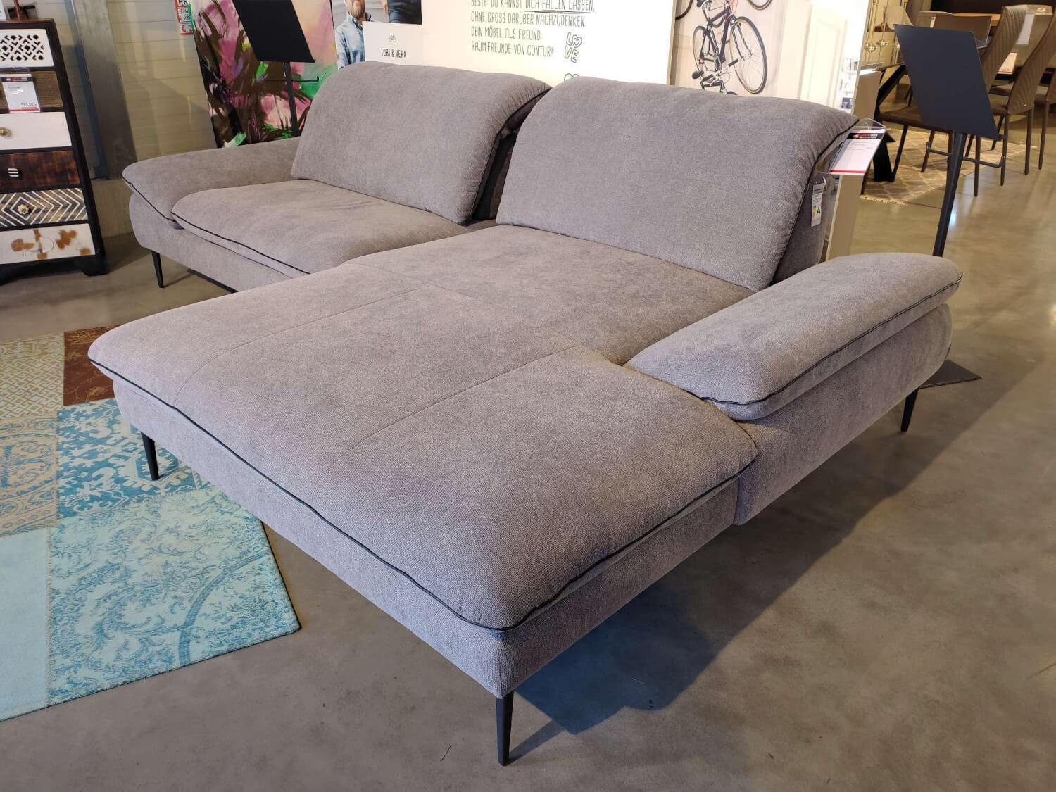 W. Schillig - Eckgarnitur 15450 Stoff R6694 Grey Grau Füße Metall Schwarz M99 - 3