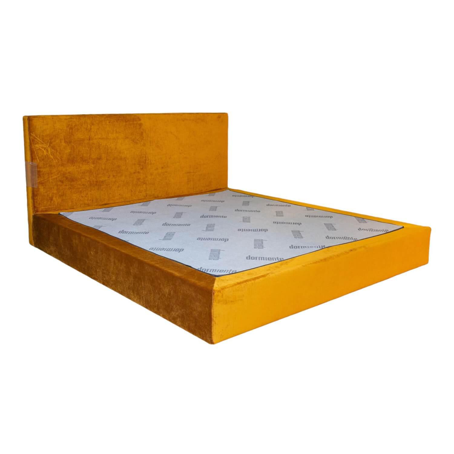 Dormiente - Polsterbett Clia 2 Basisbezug Stoff Max Cotton Natur 061 Dekobezug Glenville Honey F1872 36 Gelb Orange Füße Buche Geölt Ohne Matratze Ohne Lattenrost - 1